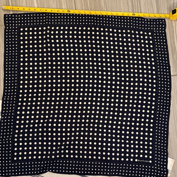 Vintage Ralph Lauren Navy & White Polka Dot Silk Scarf - Picture 11 of 11